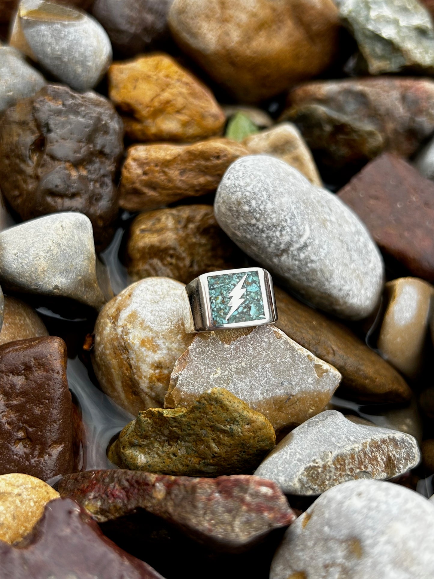 Retro Initial Enamel Signet Ring